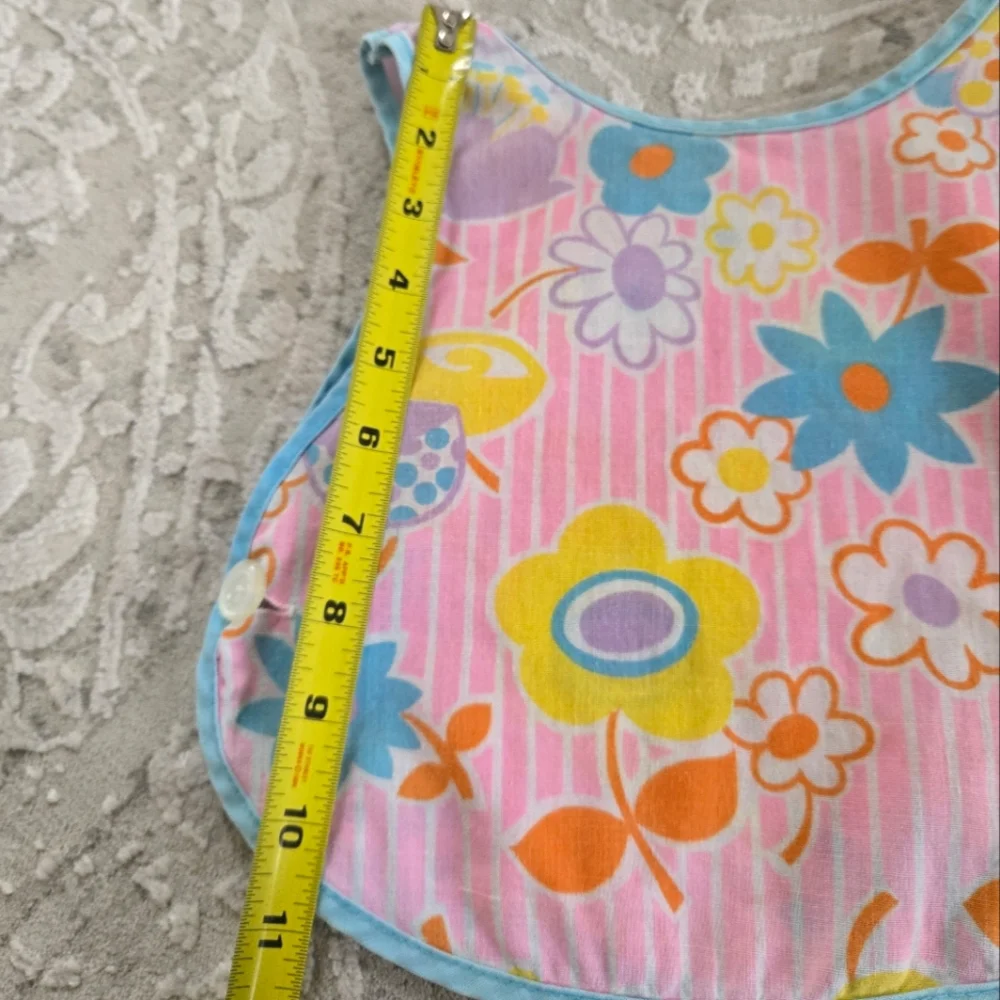 Vintage Handmade Colorful Funky Fabric Floral Bib/Smock